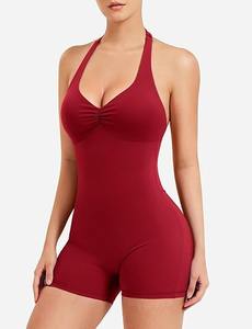 2025 entrenamiento sin costuras Yoga gimnasio Bodycon mamelucos Sexy Racerback Control de barriga sujetador acolchado traje cómodo correr Yoga chándal - Product Image 3