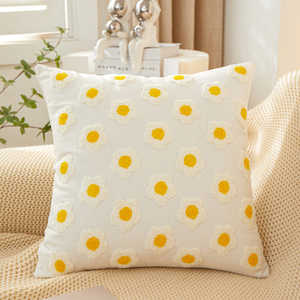 Coussin carré décoratif Sunshine Blossom 18''x18'' à motif floral fantaisiste, avec insert de 450g, lot de 1 - Product Image 3