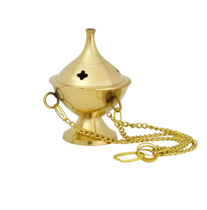 Ensemble de deux brûleurs d'encens en acier inoxydable au fini doré Design fait à la main Religieux Top Vente Artisanat indien classique - Product Image 4