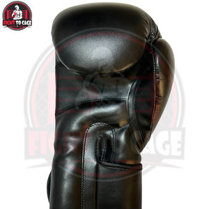 ชุดชกมวยหนังแท้คุณภาพสูงสุด สีดำทันสมัย พิมพ์โลโก้เองได้ ผู้ผลิตที่ดีที่สุด รับผลิตตามแบบ OEM/ODM - Product Image 2