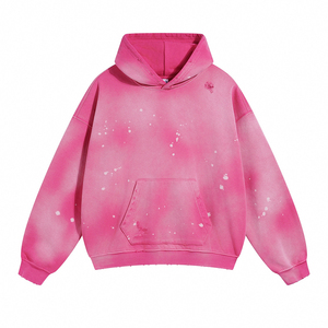 เสื้อฮู้ดดี้ผ้าฝ้าย 100% ทรงหลวม ไหล่ตก สไตล์วินเทจ ล้างสีไล่ระดับ แบบยูนิเซ็กส์  งานถักแบบดิสเทรส สตรีทแวร์ - Product Image 2