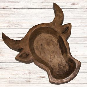 Cuenco de Masa Tallado a Mano Único de los Texas Longhorns, Centro de Mesa de Madera, Cuenco de Madera para Decoración del Hogar - Product Image 4