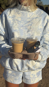 طقم نسائي مخصص من قطعتين: سترة بياقة عالية وشورت بنمط التاي داي والتمويه الأزرق، ملابس كاجوال للراحة، بدلة رياضية صيفية للشارع - Product Image 3