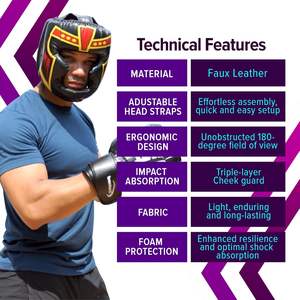 หมวกกันกระแทกสำหรับชกมวย หนัง PU ระบายอากาศได้ดี คุณภาพพรีเมียม ราคาสุดคุ้ม รับผลิตแบบ OEM/ODM ลายหน้าสุดฮิต ขายดี - Product Image 3