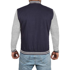 Vente en gros de veste universitaire à col montant avec logo personnalisé grande taille pour hommes vente à l'extérieur avec manches de même matériau - Product Image 5