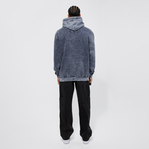 Sweat à capuche en molleton brodé vintage délavé à l'acide pour hommes, vente en gros, 100% coton, surdimensionné, épais pour l'hiver, service de conception OEM - Product Image 2