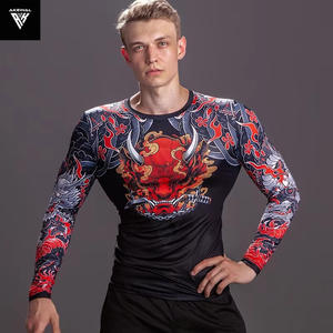 Qualité d'exportation sur mesure BJJ MMA T-shirt de compression Rash-Guard pour hommes Manches longues et protection du cou Vêtements de sport respirants - Product Image 2