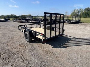 Heavy Duty <b>Farm</b> Yard Garden 10 Ft X 72 In ATV Utility <b>Trailer</b> Black Metal Frame Wood Deck Open Side Rails - Product Image 3