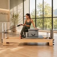 Machine de Pilates Reformer en Bois d'Érable GH88-F, Équipement d'Exercice en Bois Massif pour la Maison et le Studio de Fitness