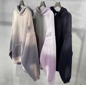 Sudadera con capucha estilo urbano, degradado, desgastada, holgada, para hombre y mujer, con hombros caídos - Product Image 5