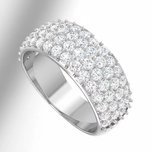 แหวนทอง 14K ประดับเพชรแท้ ดีไซน์หรูหรา 4 ชั้น สำหรับผู้หญิง - Product Image 1