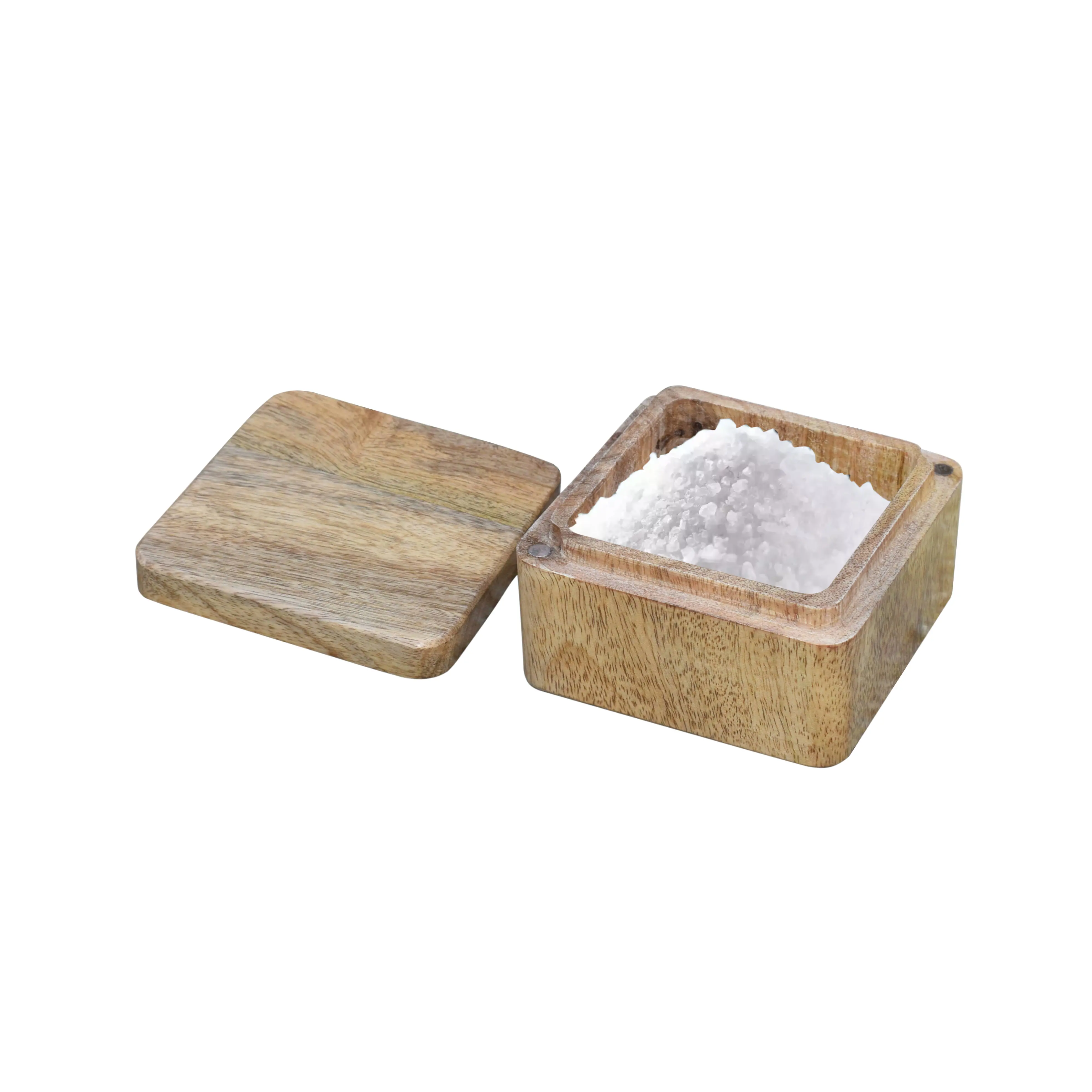 食卓塩グルメ塩やお気に入りの調味料を卸売価格で保存するのに最適なインド木製スパイスボックス磁気カバー