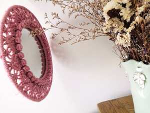 Miroir mural en macramé léger, fait main et personnalisé, accent décoratif moderne pour salon, chambre et entrée - Product Image 5