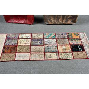 Vintage 2x5.9 ft Rug, Turkish Rug, <b>Red</b> Ombr <b>Wool</b> Rug - Product Image 3