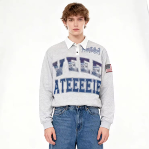 <span class=keywords><strong>Felpa</strong></span> Personalizzata da Uomo <span class=keywords><strong>a</strong></span> Righe Colorate, Manica Lunga, Stile Rugby, in Cotone <span class=keywords><strong>con</strong></span> Stampa Serigrafica e Ricamo, <span class=keywords><strong>Polo</strong></span> Traspirante - Product Image 2