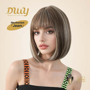 Jean-DWY 12-Inch Chic <b>Brown</b> MiraScalp <b>Wig</b> High Temperature Fiber Synthetic Hair Glueless Water Body Wave Styles High Fiber - Product Image 4