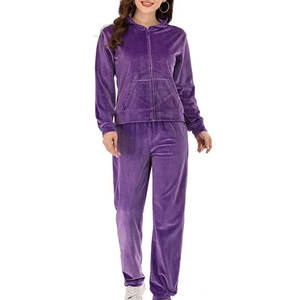 ชุดวอร์มผ้ากำมะหยี่สำหรับสุภาพสตรีขนาดพลัสไซส์ระบายอากาศได้ใส่สบายดูแลรักษาง่ายมีหลายสีสำหรับฤดูหนาว - Product Image 2