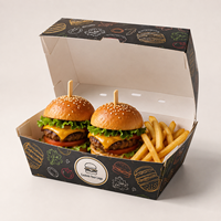 Boîte à hamburger personnalisée résistante à la graisse pour les sliders et les chaînes de restaurants de hamburgers gastronomiques aux États-Unis et au Royaume-Uni, emballage en papier de qualité alimentaire standard