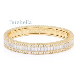 11mm 18K Chapado en oro 925 Plata de ley Moissanite Baguette-Cut Bangle Bracelet Joyería al por mayor para hombres y mujeres Regalos - Product Image 1