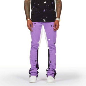 Conjunto de Camiseta y Jeans Personalizados para Hombre, Ropa Casual de Calle, Camiseta de Manga Corta con Estampado de Salpicaduras y Pantalones Vaqueros Morados Ajustados - Product Image 2