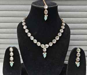 Juego de moissanita y Kundan chapados en oro de nueva llegada, juego de Kundan de calidad superior, calidad increíble con pendientes para boda - Product Image 2