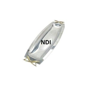Bandeja de Metal para Servir Desayuno y Café, Bandeja de Metal para Servir, Uso Multiusos, Pulido, Brillante, Estilo Único - Product Image 1