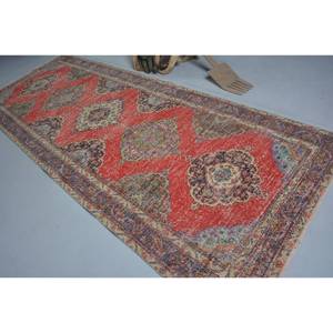 พรมปูพื้นขนแกะสไตล์ตุรกีโบราณขนาด4.6 x 12.3ft แดงสไตล์ดั้งเดิมลายปะต่อขนาดใหญ่สำหรับห้องโถงสไตล์คลาสสิกลาเท็กซ์ - Product Image 4