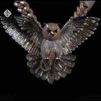 Pendentif Hibou Personnalisé en Acier Inoxydable Plaqué Argent 925 pour Homme, Sertie de Moissanite et Diamants, Style Hip Hop Bling, Streetwear Rapper