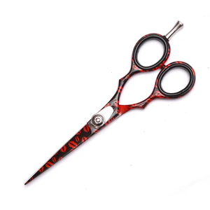 Tijeras de peluquero de acero inoxidable con patrón Vintage rojo de grado profesional para diestros con punta de hoja afilada de buena calidad - Product Image 5