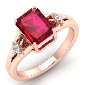 Anillo de Plata de Ley 925 de Alta Calidad REYES con Moissanita, Corte Esmeralda Brillante, Gema de Rubí de 2.5 Quilates, Joyería Fina para Regalo - Product Image 2