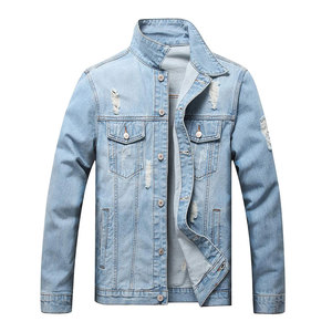 High Quality Men's Casual Ditressed <b>Hip</b> Hop Stand Collar Denim Jeans Jackets Custom Street Style <b>for</b> Winter Wholesale Prices - Product Image 1
