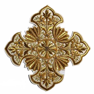 gold metallic thread embroidered hieratical cross applique for liturgical vestment - Product Image 6