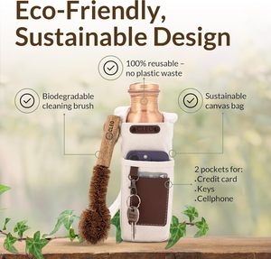 Elegant polished <b>copper</b> <b>water</b> <b>bottle</b> handmade for holistic wellness promotes detox eco safe leak - Product Image 2