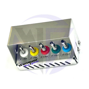 Ensemble de poinçons pour tissus dentaires chirurgicaux (6 pièces) avec porte-fraise Kit d'implant chromé or/bleu fraises de dentiste vente d'instruments de chirurgie - Product Image 3