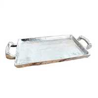 Plateau de service ovale arrondi en aluminium de haute qualité, design industriel de luxe, artisanat métallique, artisanat manuel, personnalisé, décoration personnalisée