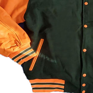Chaqueta V de Béisbol Personalizada de Alta Calidad para Hombre, Invierno, con Bordado Chenille y Mangas de Cuero, Directo de Fábrica - Product Image 3