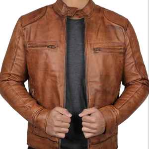 Newly Launch 2026 Genuine 100% Leather Cotton <b>Filling</b> Regular Length Cowhide Breathable Waterproof <b>Men</b> Leather <b>Jacket</b> - Product Image 1