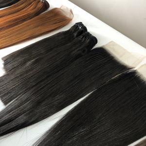 Perruque de cheveux humains vierges Remy vietnamiens ultra-lisses de 10 pouces pour femmes noires, extensions à double trame cousues à la machine, couleur personnalisable - Product Image 1