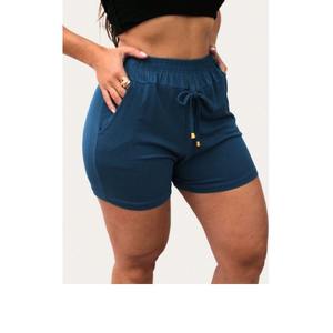 Nueva tendencia, pantalones cortos deportivos de cintura baja para mujer, pretina acanalada ancha sin costuras, tela sólida personalizada de BD - Product Image 4