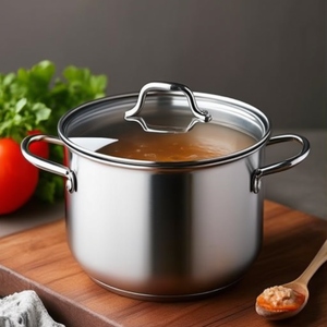 DUNE Cromo Lucido 28cm Inox Pentola Glass Lid Steel Stockpot Stainless Steel Handle Gas Compatible for Home Soup Preparation - Product Image 3