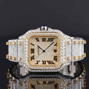 Reloj de Lujo Unisex de Acero Inoxidable con Moissanita, Estilo Romano, Movimiento Automático de Cuarzo, Diseño Antiguo, para Negocios, Venta al Por Mayor - Product Image 6