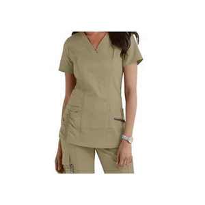 Uniformes hospitaliers pour femmes de haute qualité costumes pour médecins ensembles d'uniformes de gommage en matériau respirant, col montant, manches courtes - Product Image 2