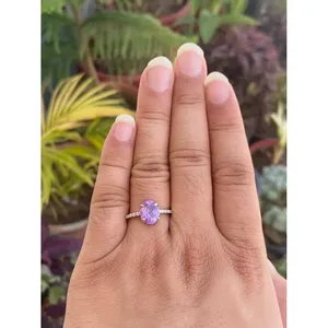 Anillo de Alejandrita Creada en Laboratorio con Corte Ovalado, Plata de Ley 925, Joyería Fina Hecha a Mano, Proveedor Mayorista - Product Image 3