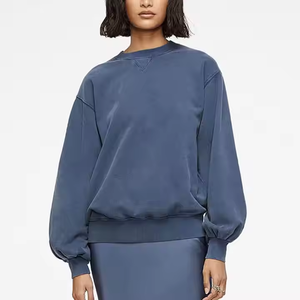 Fabricante personalizado cuello redondo polar algodón suéter de gran tamaño cuello redondo Vintage mujer sudadera - Product Image 1