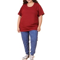 T-shirt ample en coton pour femme, manches courtes, respirant, écologique, durable, grande taille, été, motif uni, séchage rapide