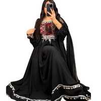 Robe trapèze longue pour femme, style Kuchi afghan, vintage, en dentelle, faite main, brodée, traditionnelle tribale, pour festival, lavable, collection 2025