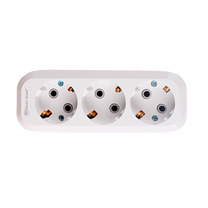 Enchufe de extensión blanco de 3 vías con conexión a tierra sin cable IP22 16A 220-250V UE/Reino Unido/EE. UU. Regleta de alimentación estándar ABS resistente al fuego - Product Image 1