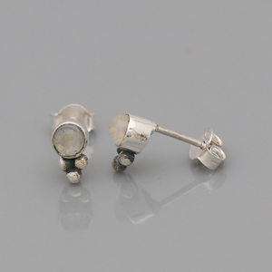 Direct Manufacturing Indian Handmade Minimal Rainbow Moonstone 925 Sterling <b>Silver</b> <b>Stud</b> Earring for Women - Product Image 5