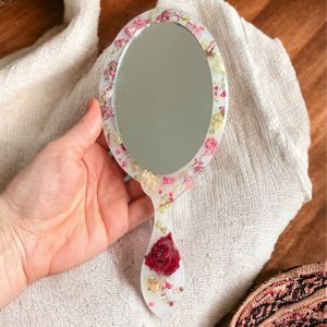 Resin Hand Mirror with Smooth Glossy Finish Perfect for Daily Use Makeup or Decorative Purposes Adding Stylish touch - Product Image 1