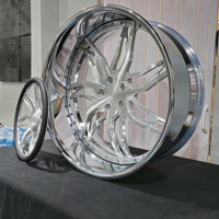 Jantes en alliage forgé chromé concaves personnalisées de 26 pouces avec volant assorti, pièces de rechange automobiles pour Ford Mustang